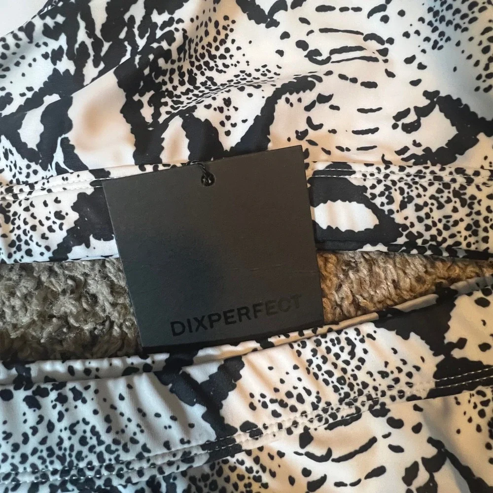DIXPERFECT Women Snakeskin Print High Waisted Bikini Set Black White XL OP210619